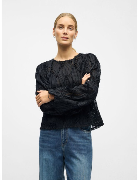 OBJLUCIE LS RE O-NECK TOP