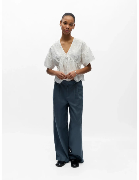 OBJLORA SS RE V-NECK TOP