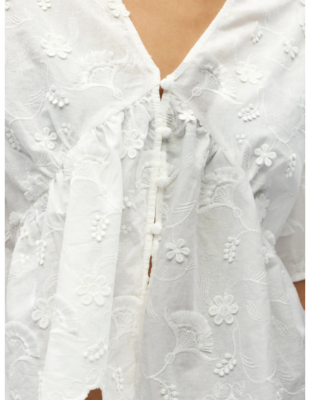 OBJLORA SS RE V-NECK TOP