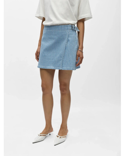 OBJSANNI MW SHORT DENIM SKIRT