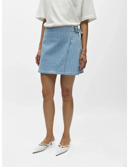OBJSANNI MW SHORT DENIM SKIRT