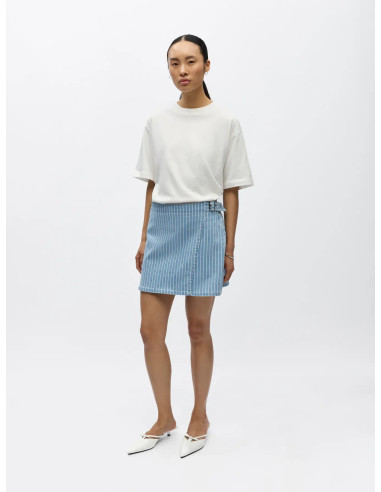OBJSANNI MW SHORT DENIM SKIRT