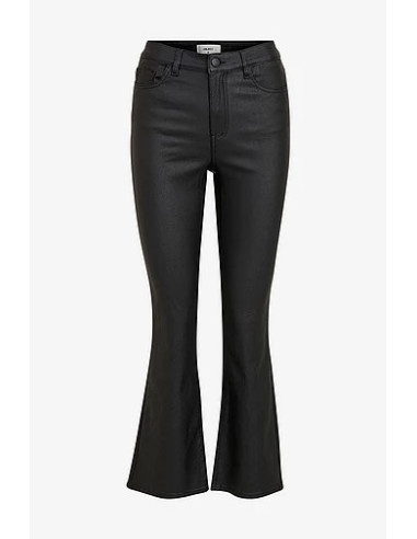 OBJBELLE MW CROPPED COATED FLARED PANTS