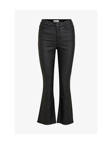 OBJBELLE MW CROPPED COATED FLARED PANTS