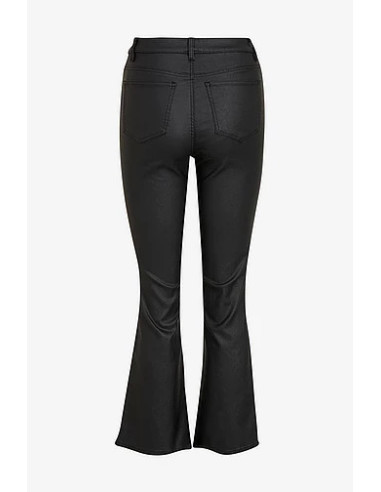 OBJBELLE MW CROPPED COATED FLARED PANTS