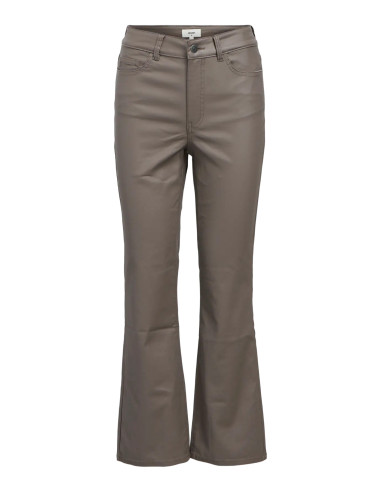 OBJBELLE MW CROPPED COATED FLARED PANTS