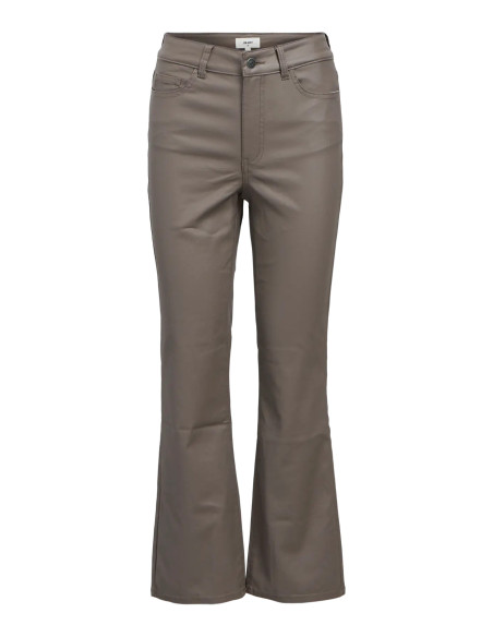 OBJBELLE MW CROPPED COATED FLARED PANTS
