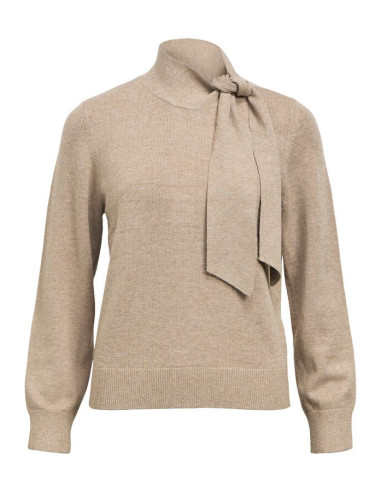 OBJTHESS LS RE BOW KNIT PULLOVER