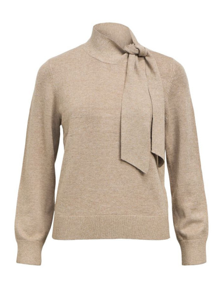 OBJTHESS LS RE BOW KNIT PULLOVER
