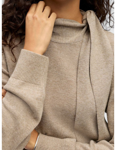 OBJTHESS LS RE BOW KNIT PULLOVER