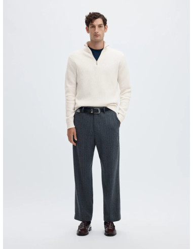 SLHDANE LS KNIT STRUCTURE HALF ZIP