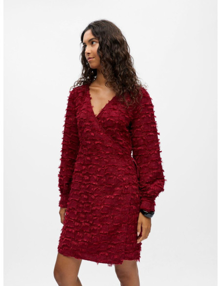OBJDARIA LS RE SHORT WRAP DRESS