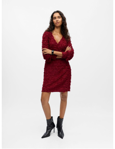 OBJDARIA LS RE SHORT WRAP DRESS