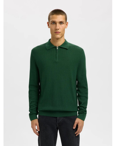 SLHCRAN LS KNIT STRUCTURE HALF ZIP POLO 2