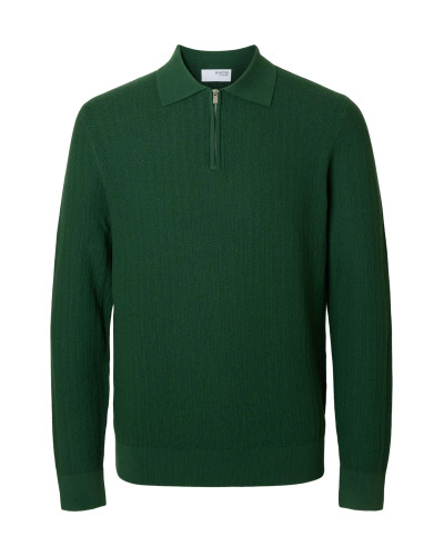 SLHCRAN LS KNIT STRUCTURE HALF ZIP POLO