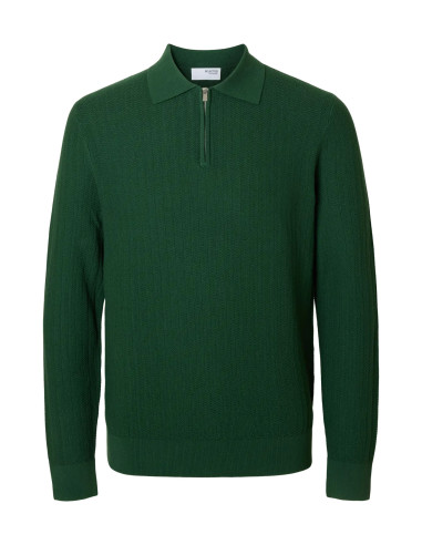 SLHCRAN LS KNIT STRUCTURE HALF ZIP POLO