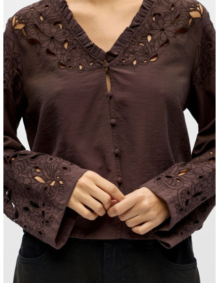 OBJILSA YUI LS RE V-NECK TOP