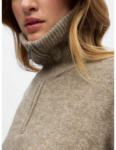 OBJDIANA LS RE ZIP HIGH NECK KNIT