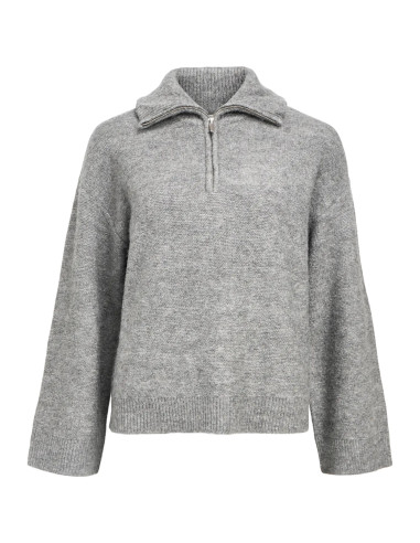 OBJDIANA LS RE ZIP HIGH NECK KNIT