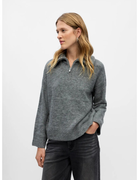 OBJDIANA LS RE ZIP HIGH NECK KNIT