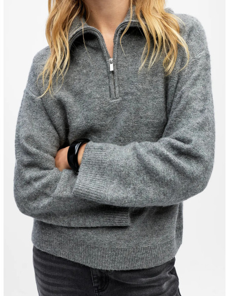 OBJDIANA LS RE ZIP HIGH NECK KNIT